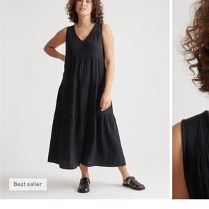 Quince 100% Organic Cotton Gauze Tiered Maxi Dress
